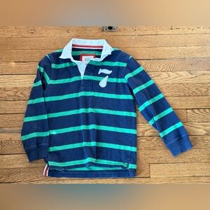 Mini Boden Striped Blue and Green Polo Shirt - Size 9 / 10